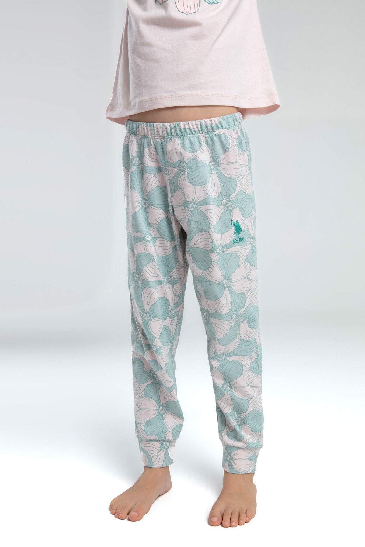 U.S. Polo Assn. U.S. Polo Assn. Kız Çocuk Pembe Kısa Kol Pijama Takım fotoğrafı 2 (önizleme)