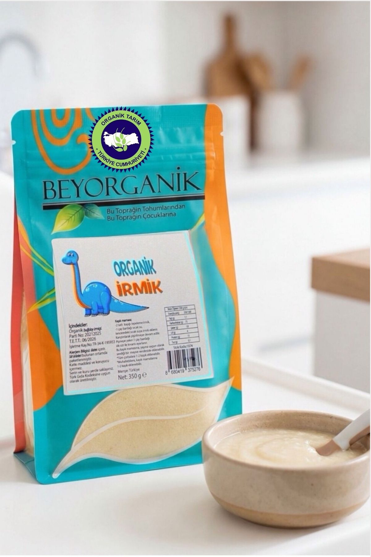 BEYORGANİK Organik İrmik 350gr (PESTİSİT VE AFLATOKSİN ANALİZLİ) fotoğrafı 2 (önizleme)