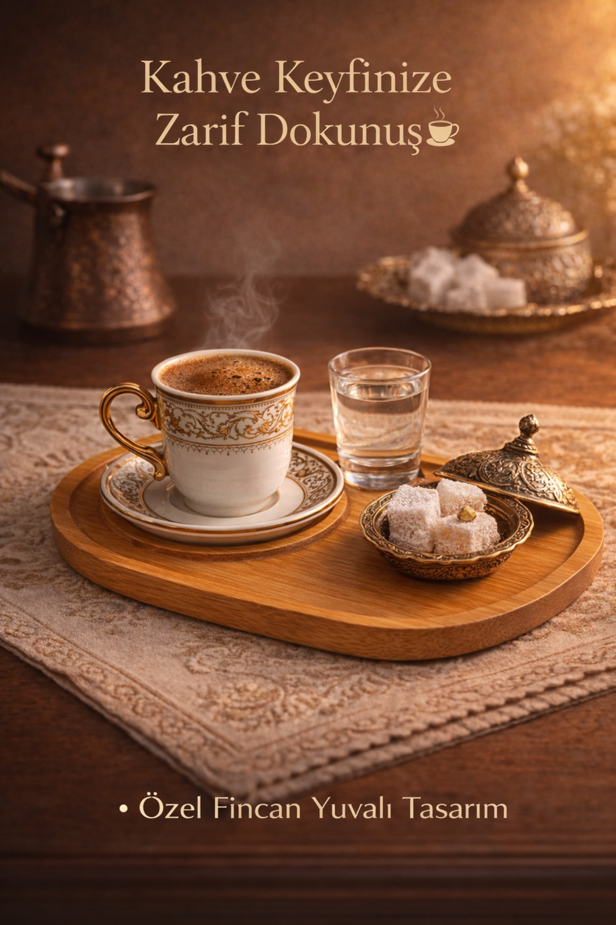 Bamboo Coffee Serving Tray | Anti-Slip Design with Cup Stabilizer Slot