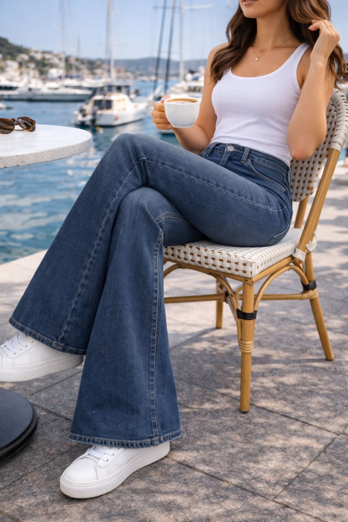 CEDY DENIM  Yüksek Kalite Kadın 5 Cep Düşük Bel İspanyol Paça SkinnyFit Esnek Jean Pantolon C619-Mavi - Görsel 3