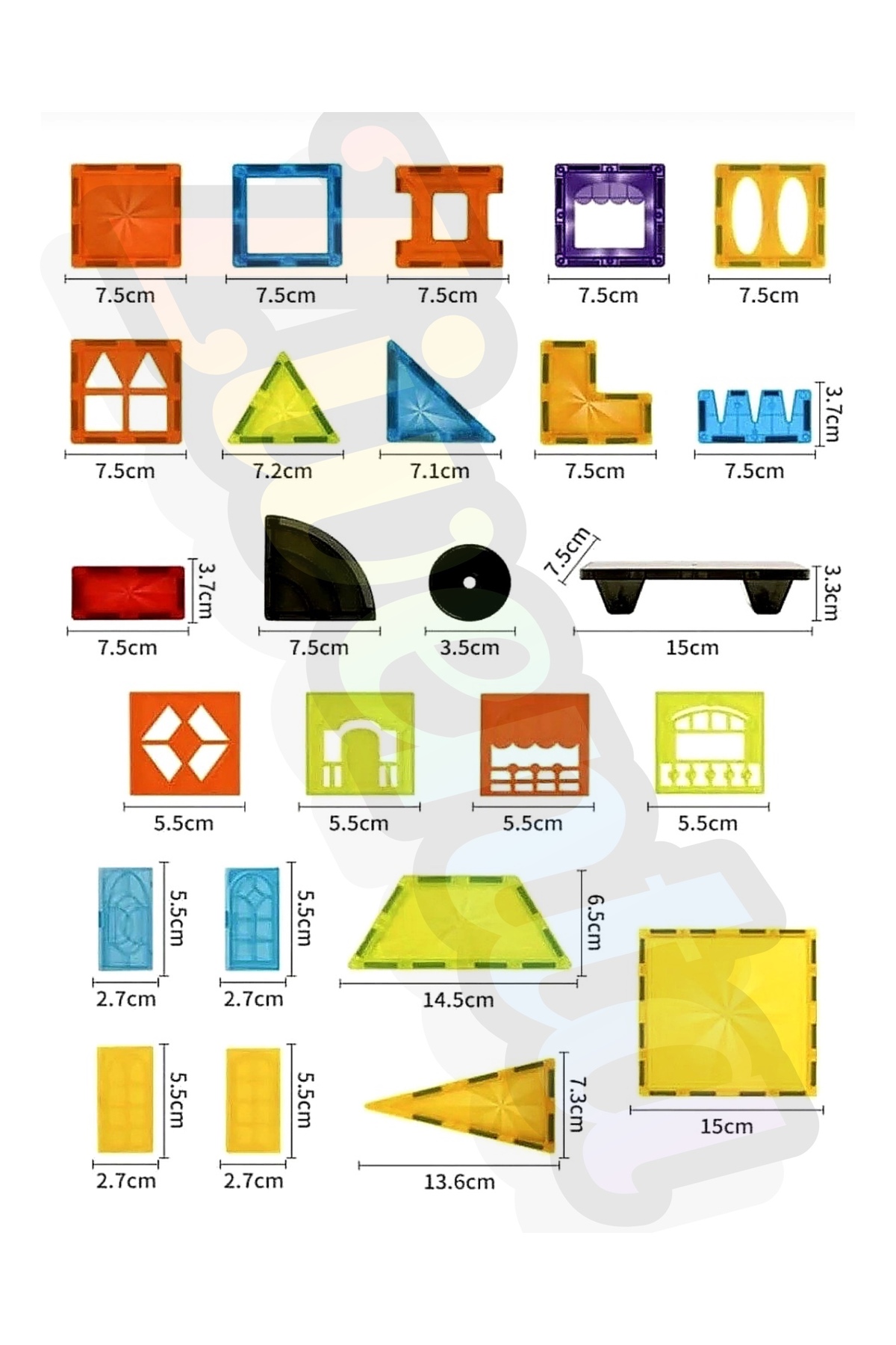 ZİVENTA Magnetic Tiles 115 Parça Manyetik Yapı Blokları Eğitici STEM Oyuncak İnşa Oyuncağı Zeka Geliştirici fotoğrafı 6 (önizleme)