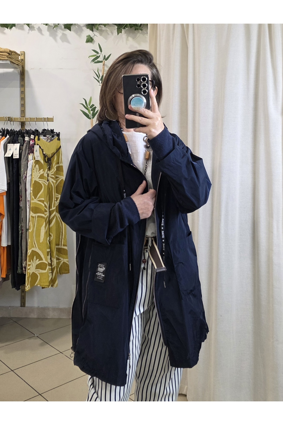 pudubutik  Su Geçirmez İtalyan Yağmurluk Lacivert