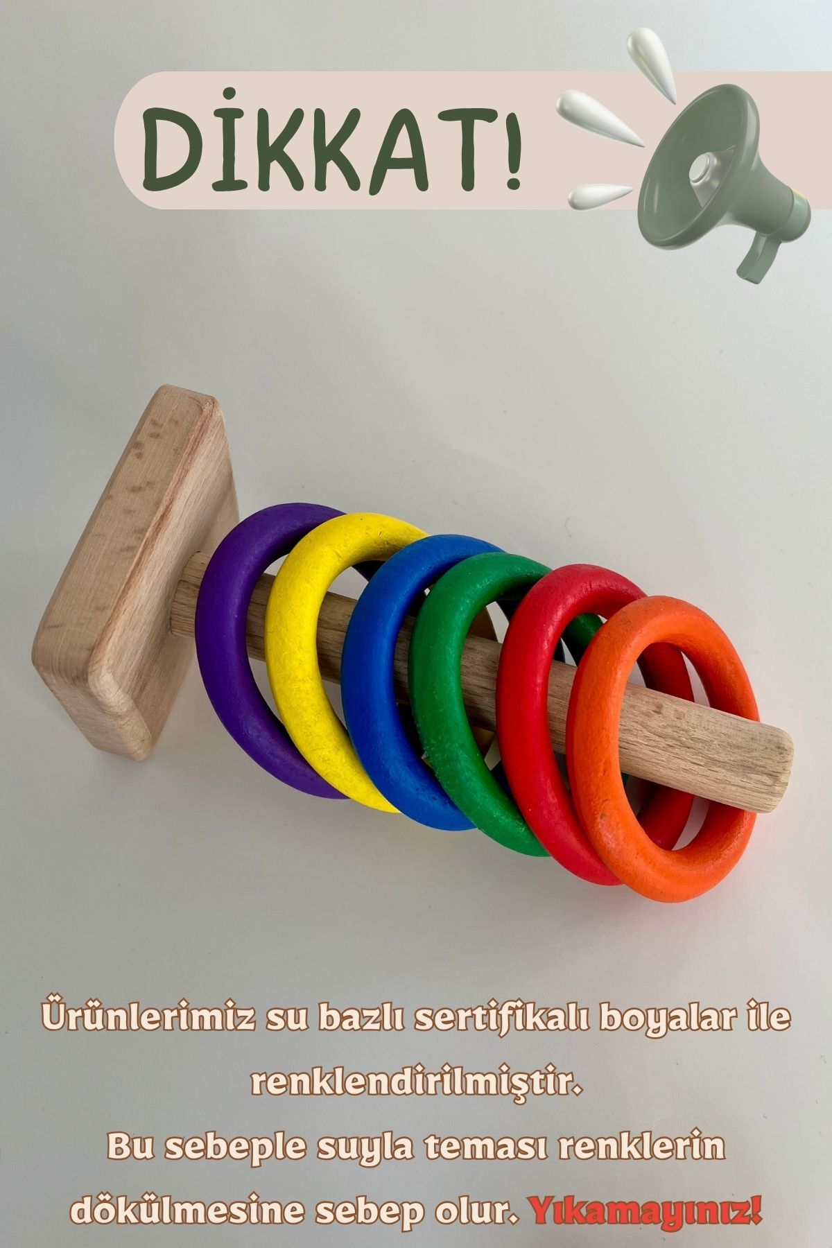 DORU Montessori Doğal Ahşap Ana Renkler Halka Dizme Sıralama Oyunu Anaokulu Kreş Eğitici Bebek Hediyelik fotoğrafı 4 (önizleme)