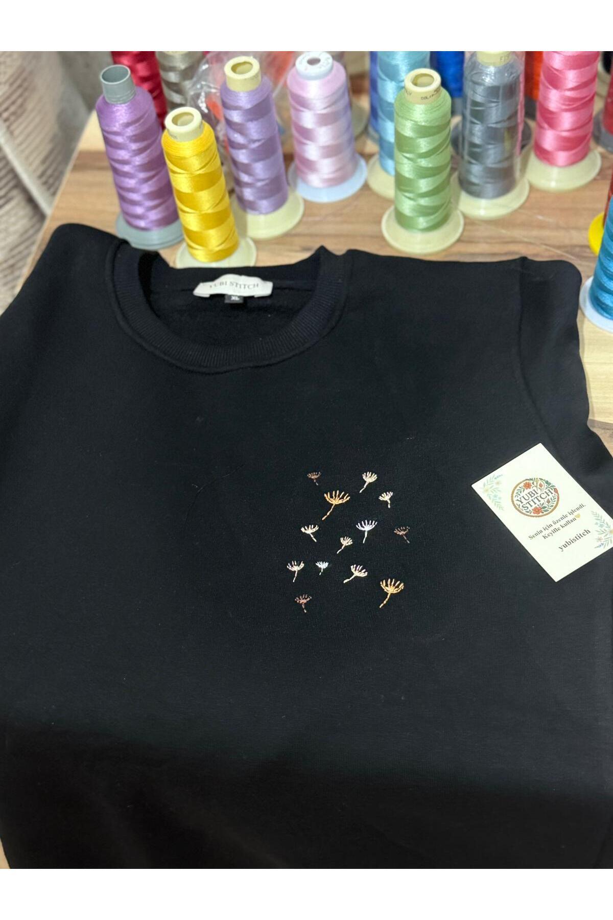 yubistitch Sweat Nakış İşlemeli Mini Karahindiba-Kalın Serisi -Siyah -3 iplik görsel 5