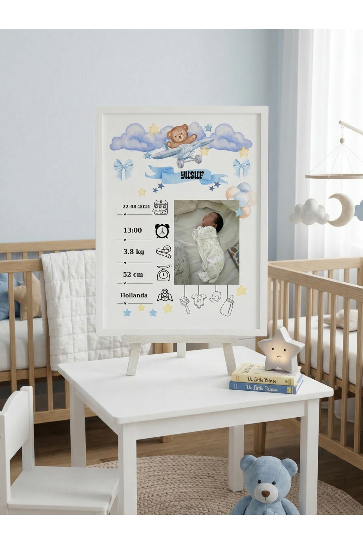 Atelier Baskı Kişiye Özel Bebek Doğum Panosu -Poster- Fotoğraflı A4 Parlak Fotoğraf Kağıdı (Çerçevesiz) fotoğrafı 4 (önizleme)