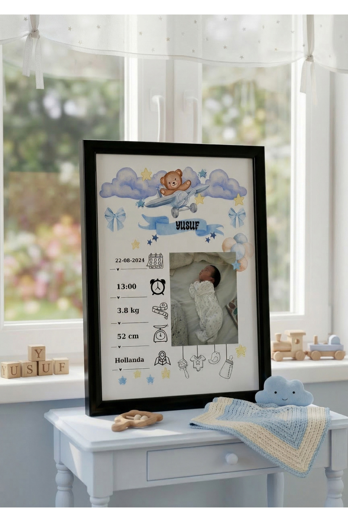 Atelier Baskı Kişiye Özel Bebek Doğum Panosu -Poster- Fotoğraflı A4 Parlak Fotoğraf Kağıdı (Çerçevesiz) fotoğrafı 2 (önizleme)