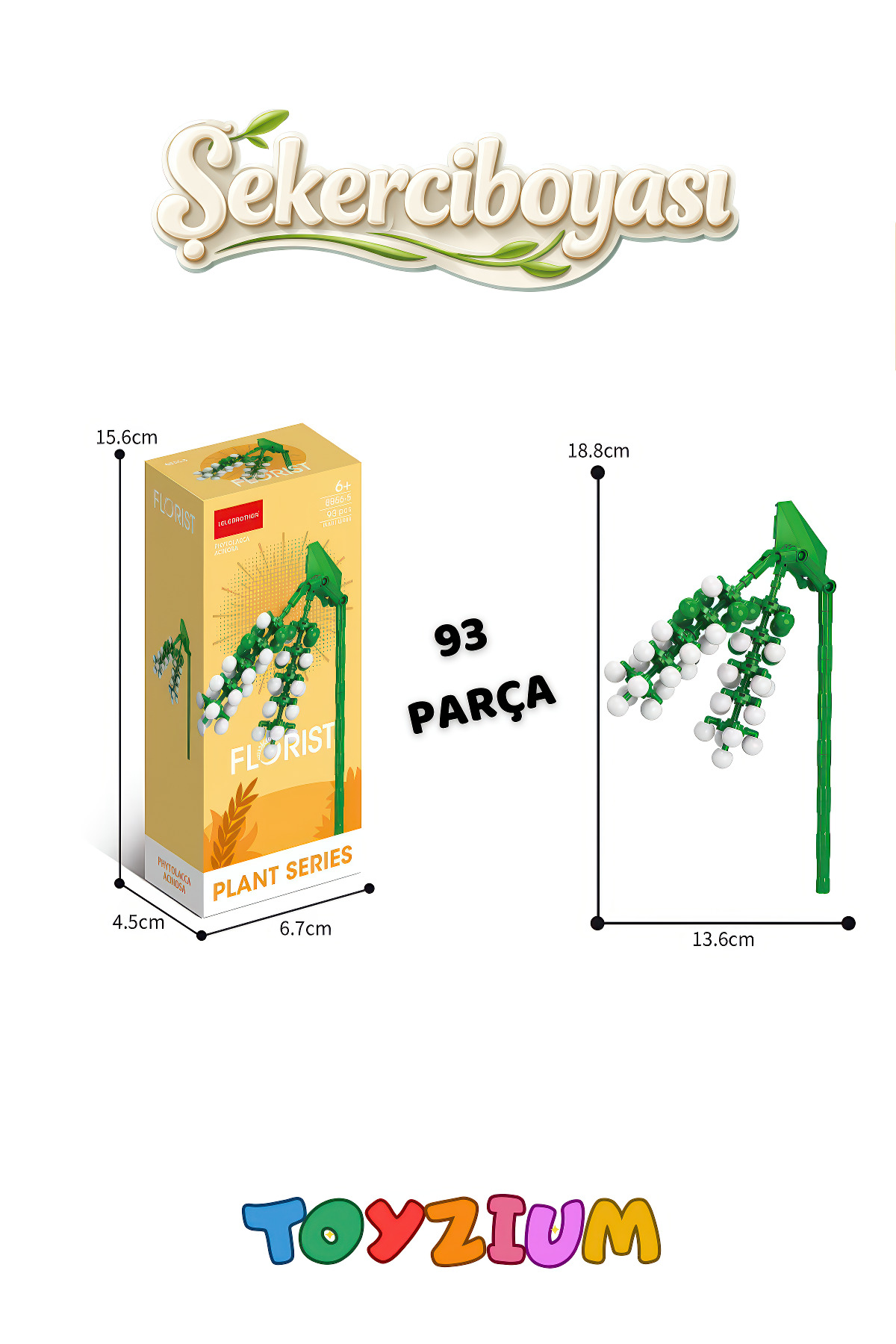 Shem Florist Hint Şekerciboyası Yapı Blok Çiçek Seti (93 Parça) - Phytolacca Acinosa Plant Series fotoğrafı 2 (önizleme)