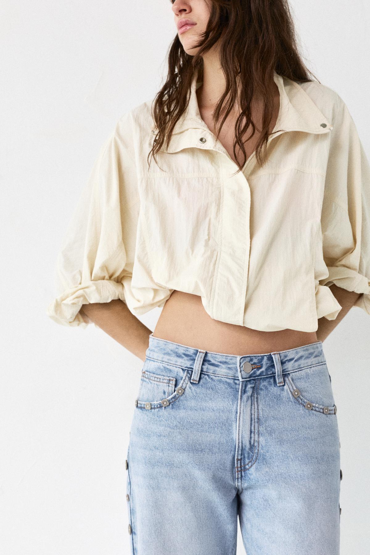 Pull & Bear  Düğme detaylı baggy jean - Görsel 6