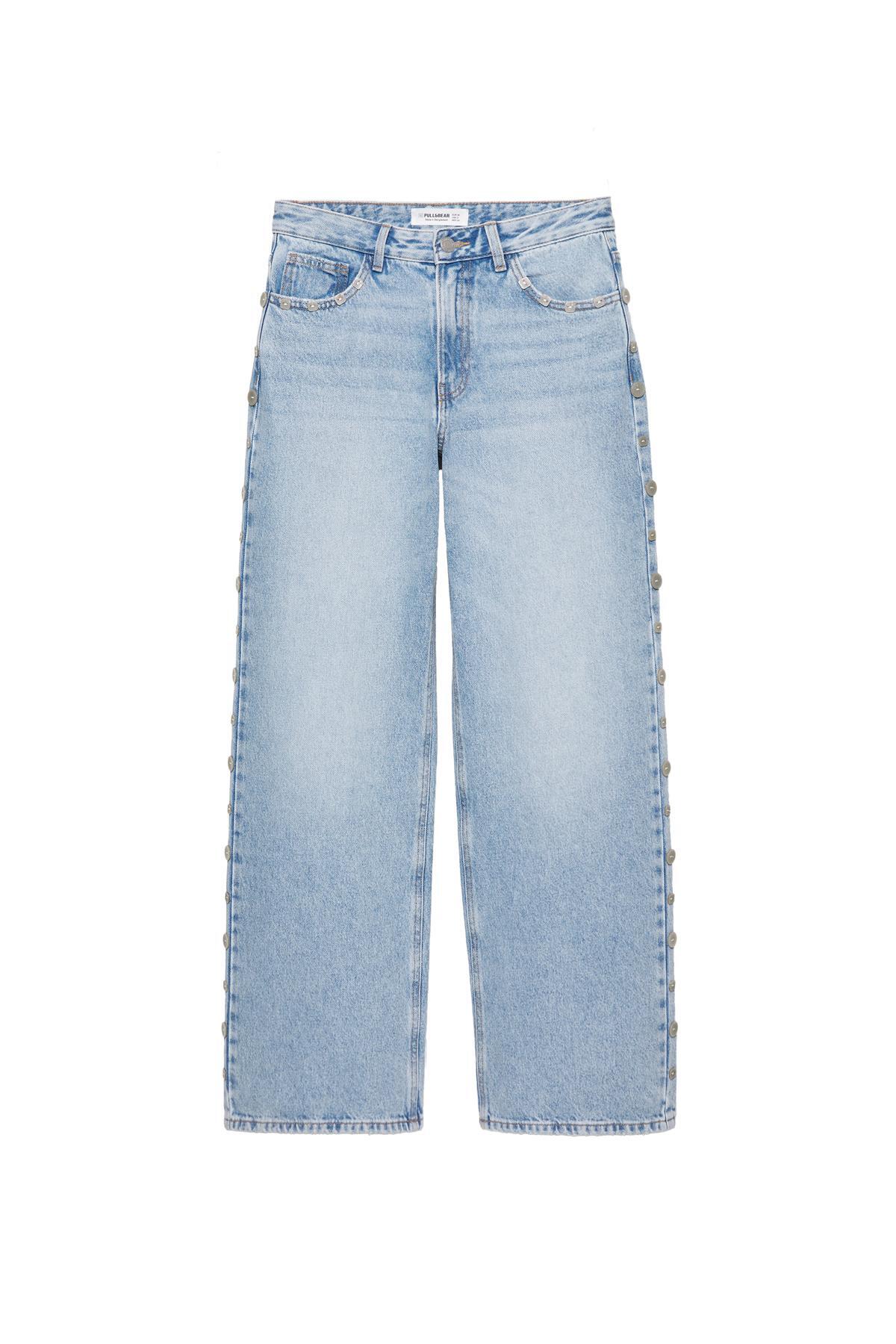 Pull & Bear  Düğme detaylı baggy jean - Görsel 3