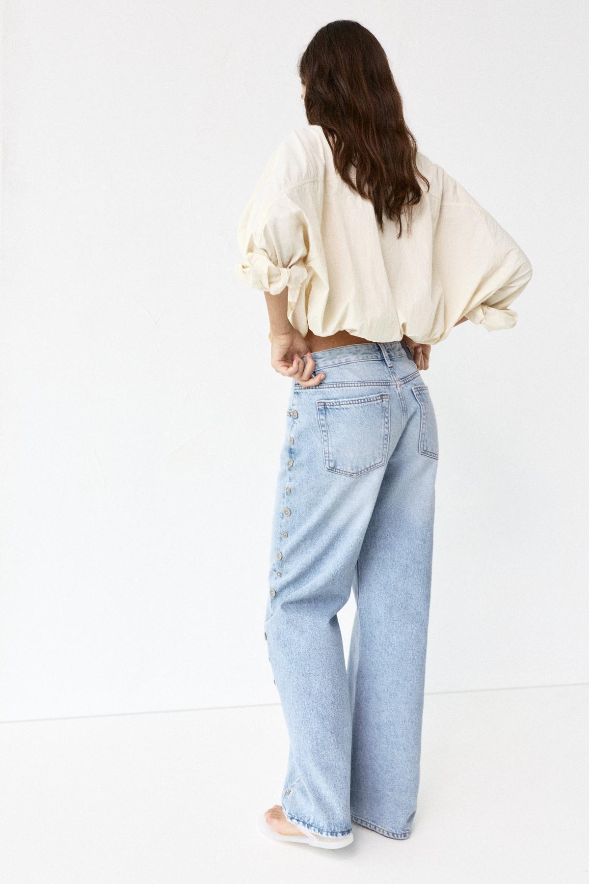 Pull & Bear  Düğme detaylı baggy jean - Görsel 5