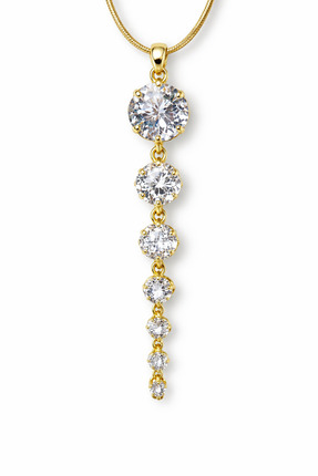 stainless steell Kararmaz Paslanmaz Çelik Kolye Altın Renk Zirkon Taşlı Uzun ...