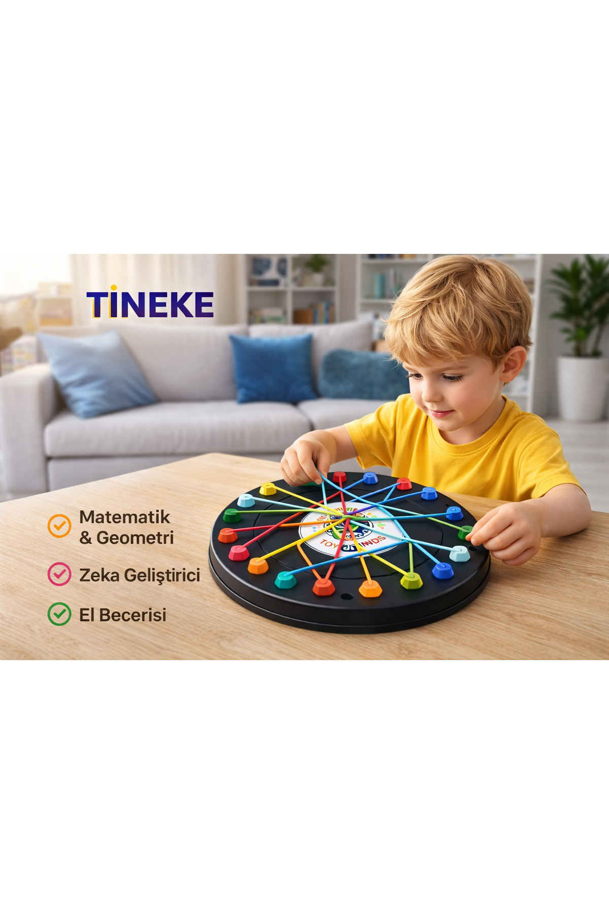 TİNEKE Lastik Geçirme Zeka Oyuncağı Çocuklar İçin Eğitici Geometrik Şekil Seti fotoğrafı 2 (önizleme)