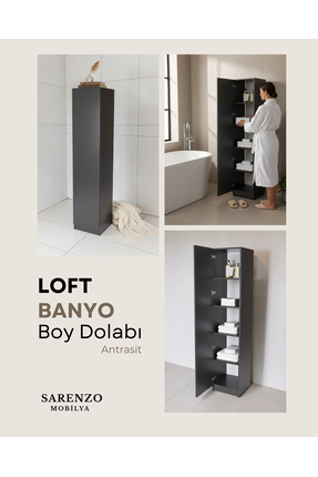 Sarenzo Loft Banyo Dolabı (Antrasit)