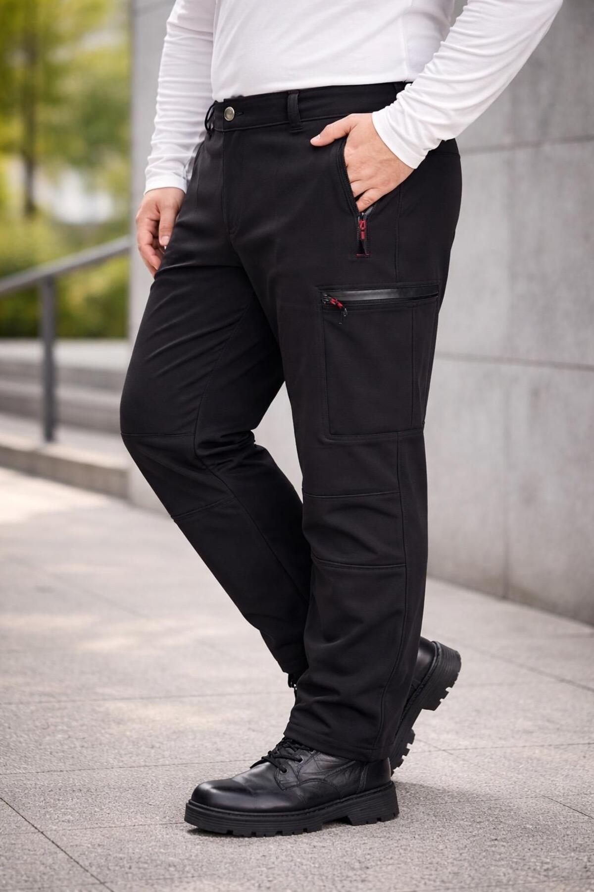 Vatan Tekstil Büyük Beden Erkek Softshell Pantolon Su İtici Rüzgar Geçirmez