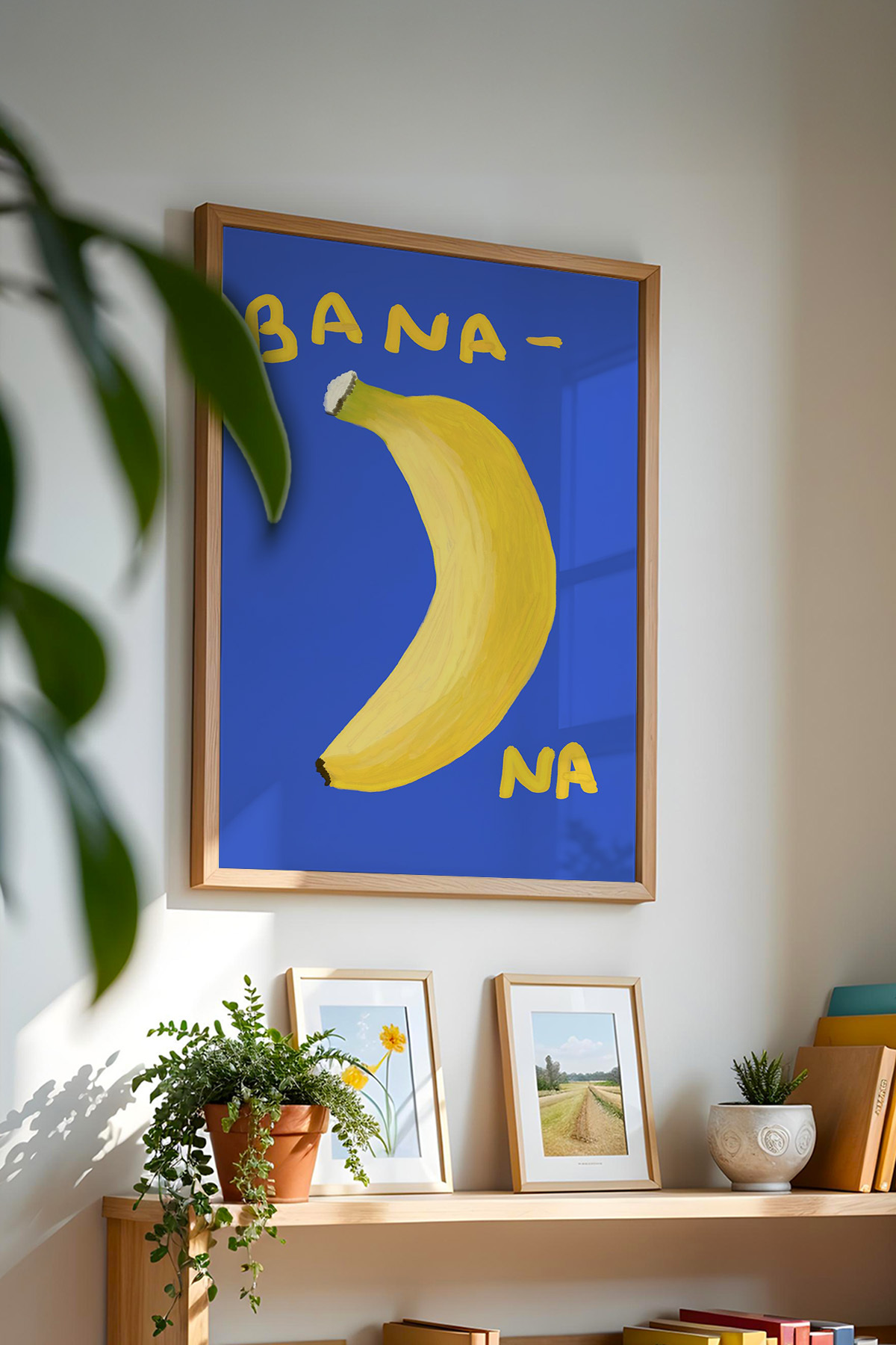 Muz Tablo Modern Mutfak Poster Sarı Meyve Duvar Dekoru Çerçevesiz