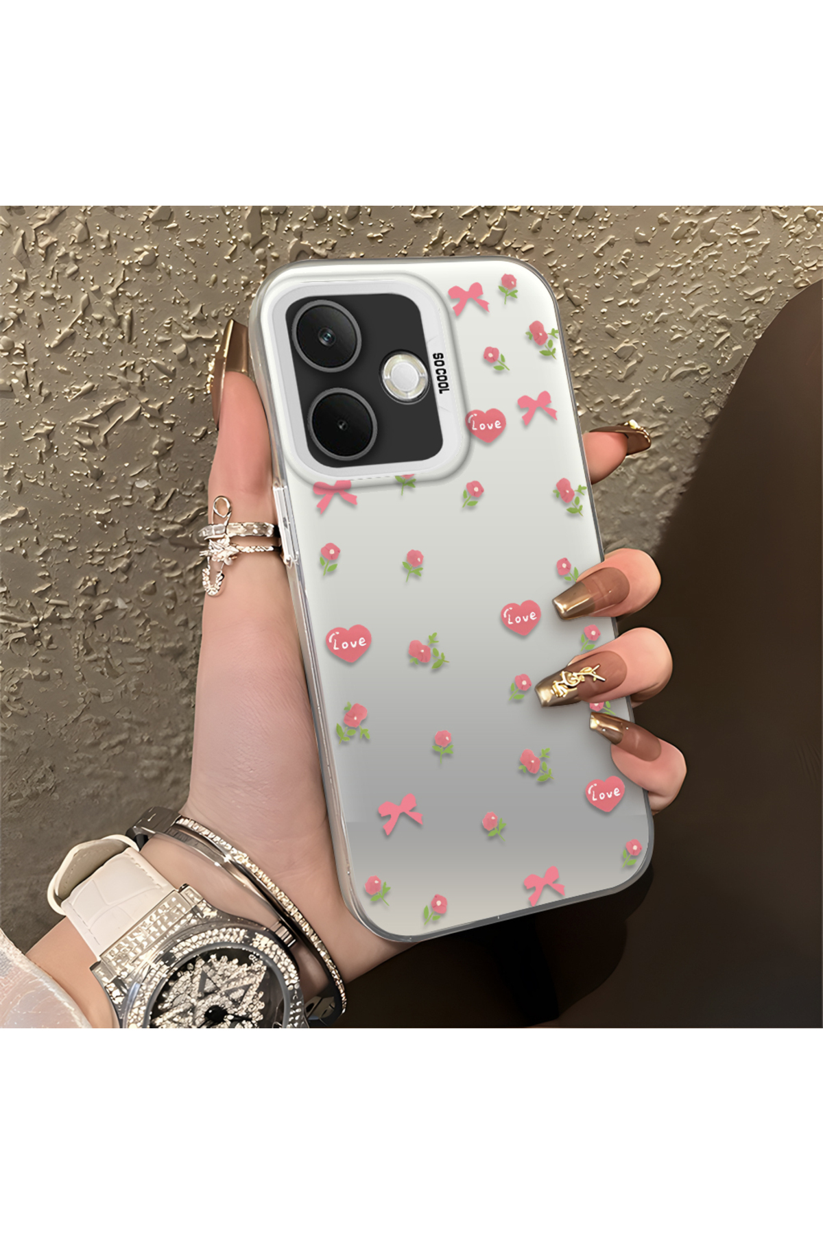 CASEVIBE Oppo A5 Pro 4G/5G Compatible Heart Bow Ribbon Full Protection ...