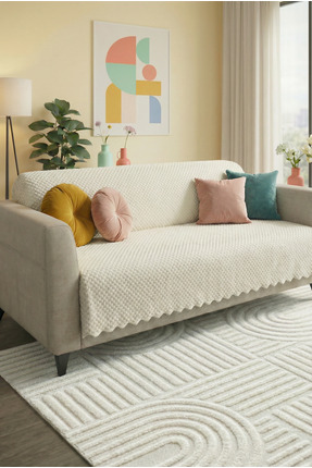 Mariesse Home %100 Bambu BEYAZ yumuşak tüylü koltuk örtüsü çok amaçlı süngerl...