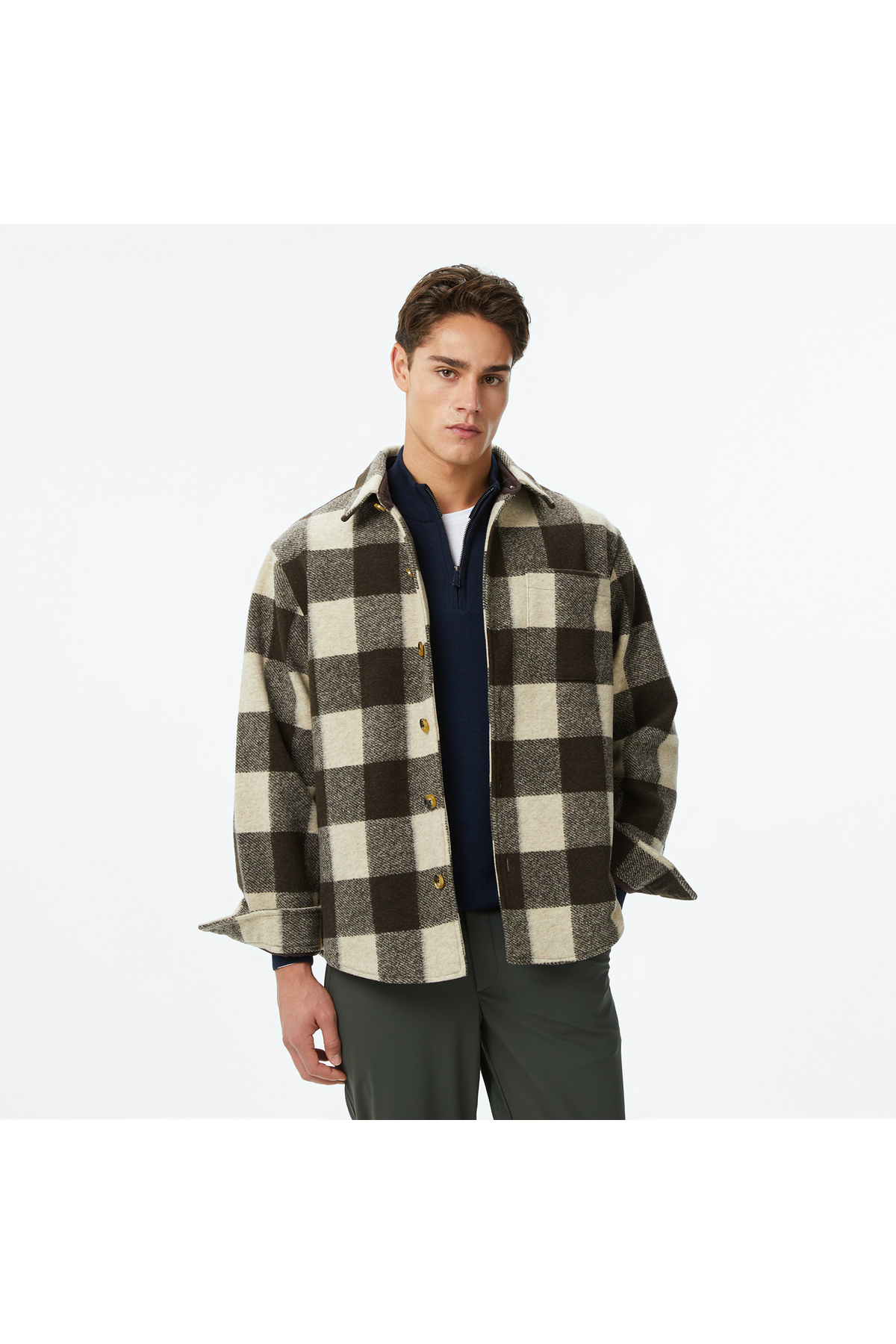 Nautica Erkek Kahverengi Classic Fit Gömlek — قهوه‌ای W57431T