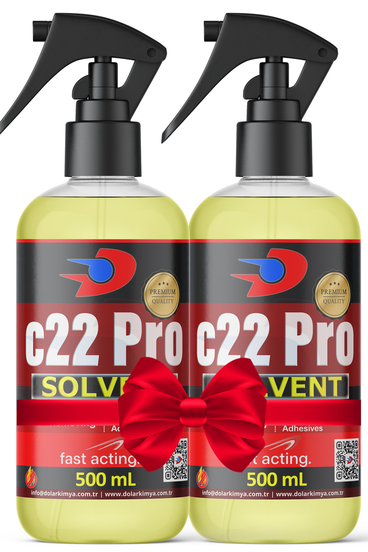 Dolar Kimya c22 Pro - Protez Saç Bant Sökücüsü Temizleyicisi - 2 x 500 mL (c22 Alkol Bazlı) — c22Pro/SP500x2
