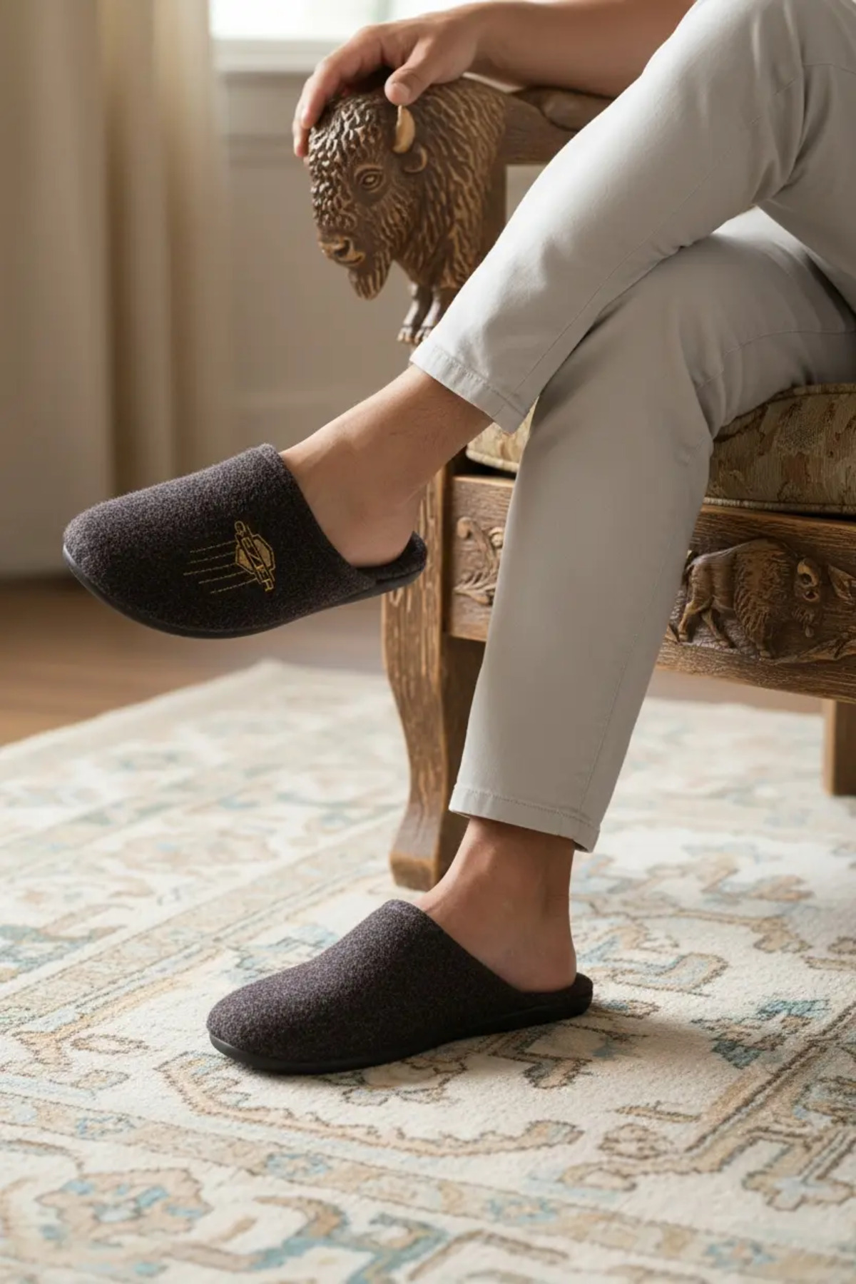 GEZER ÇIKARILABİLİR COMFORT TABAN YÜNLÜ KEÇE ÇEYİZLİK ERKEK TERLİK görsel 2