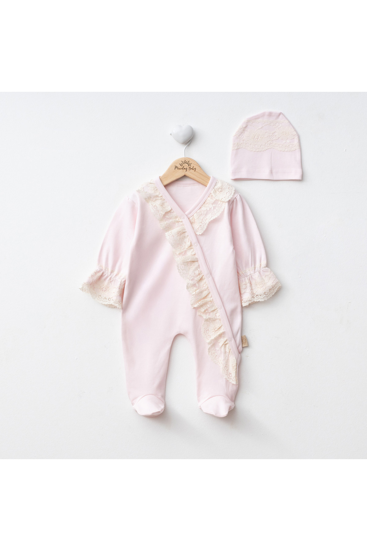 Miniday Baby Kız Bebek Dantelli Mevlütlük Tulum Bandanalı Yeni doğan Hastane çıkışı Abiye Mevlitlik %100 Pamuk 10 fotoğrafı 2 (önizleme)