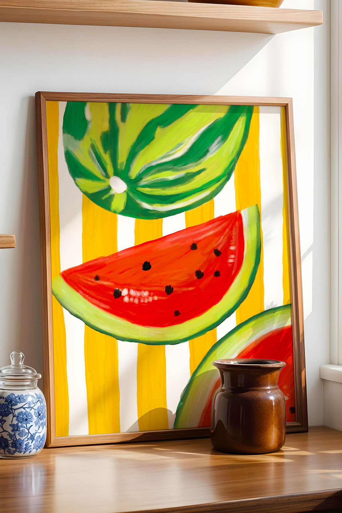Karpuz Tablo Modern Meyve Poster Yaz Temalı Mutfak Duvar Dekoru Çerçevesiz
