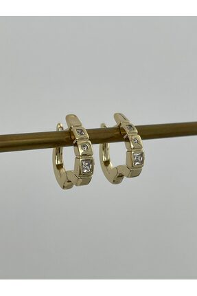 Luparadis Özel Seri Zirkon Taşlı Geometrik Tasarım Gold Küpe