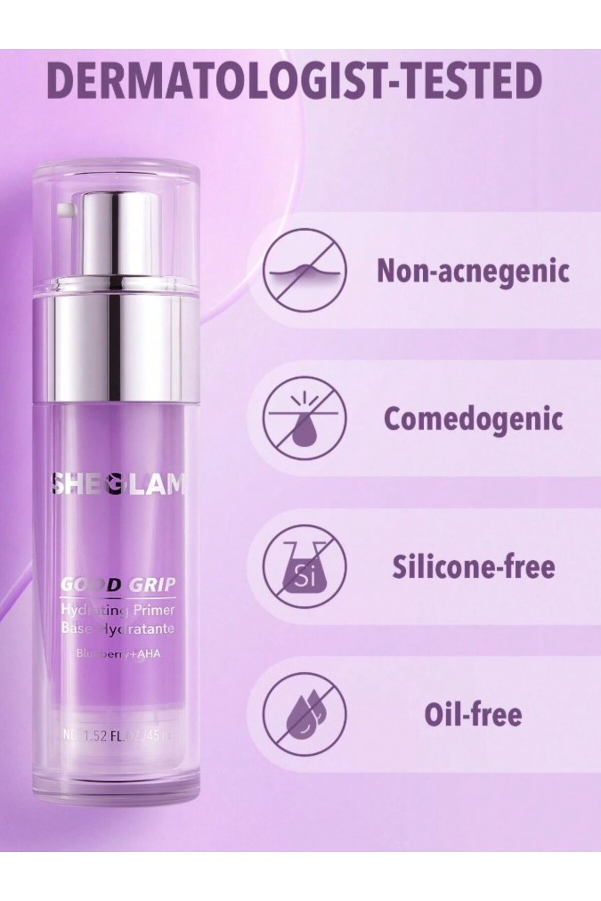 پرایمر تثبیت کننده آرایش با خاصیت سفت کنندگی و مرطوب کنندگی خوب - فاقد روغن بلوبری و سیلیکون — بنفش sb2408167699093548 — تصویر 6 از 8