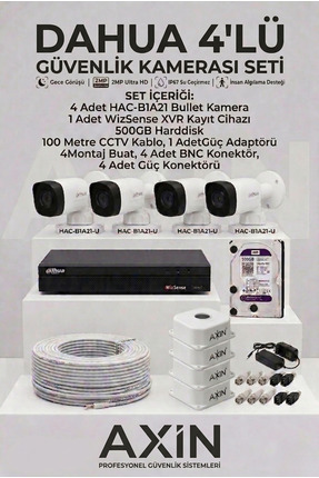 Dahua 4'lü Güvenlik Kamerası Seti - Full Paket - 500GB HDD
