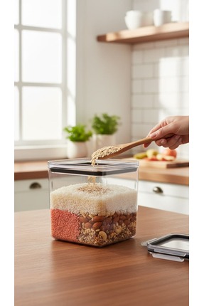 Soft Chef Dikdörtgen Erzak Kabı 2100 ml Dayanıklı Gıda Saklama Kabı Pratik Ku...