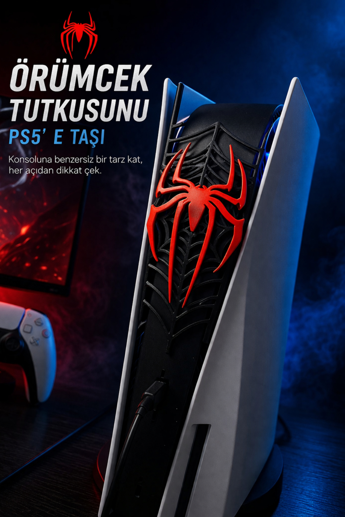 Cosmic Star Spider Örümcek Logo Desenli Ps5 Standart Kasa Ön