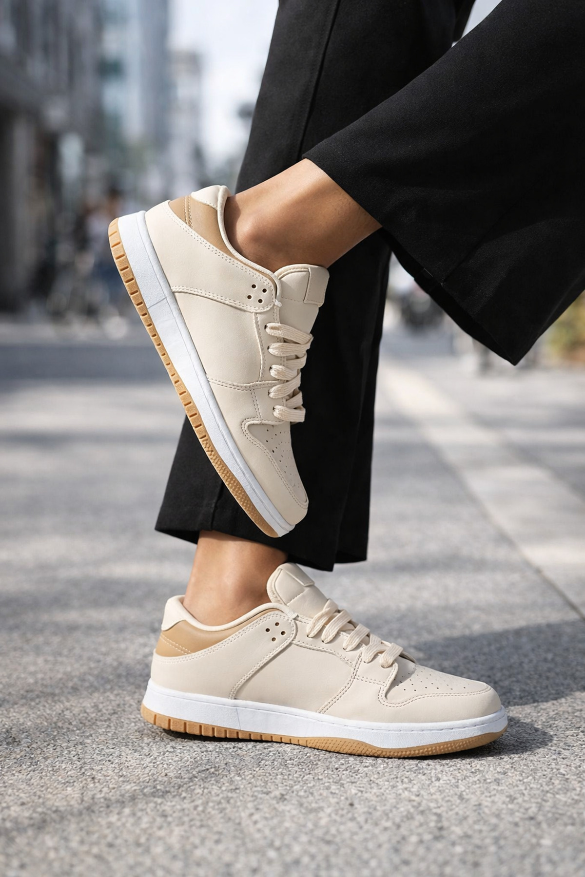 Liarca Sandrush Low Top Dayanıklı Rahat Unisex Günlük Sneaker Ayakkabı, Bej Kahve