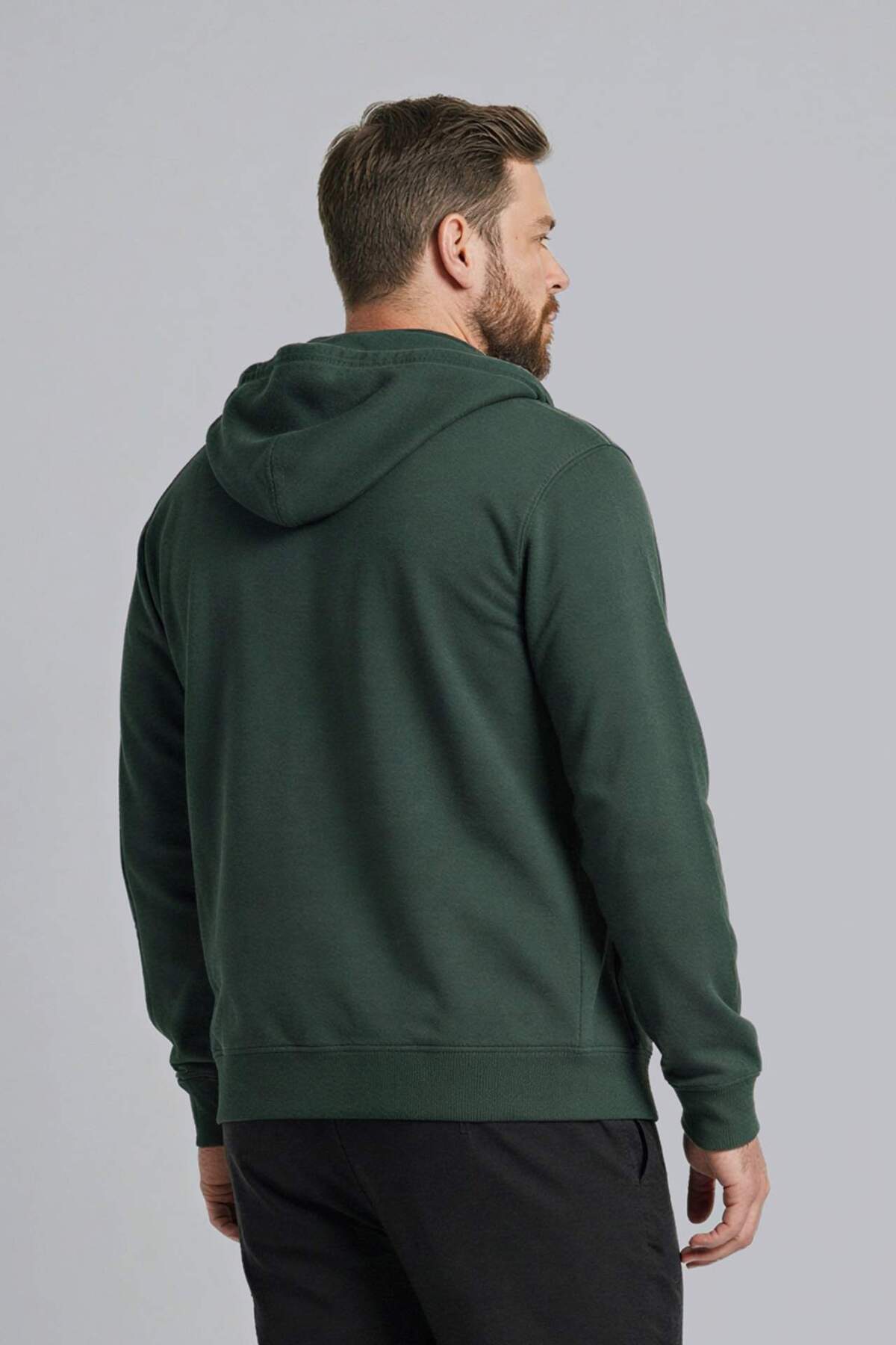 DeFacto %100 Pamuk Büyük Beden Kapüşonlu Fermuarlı Sweatshirt H2059AX26SP görsel 3