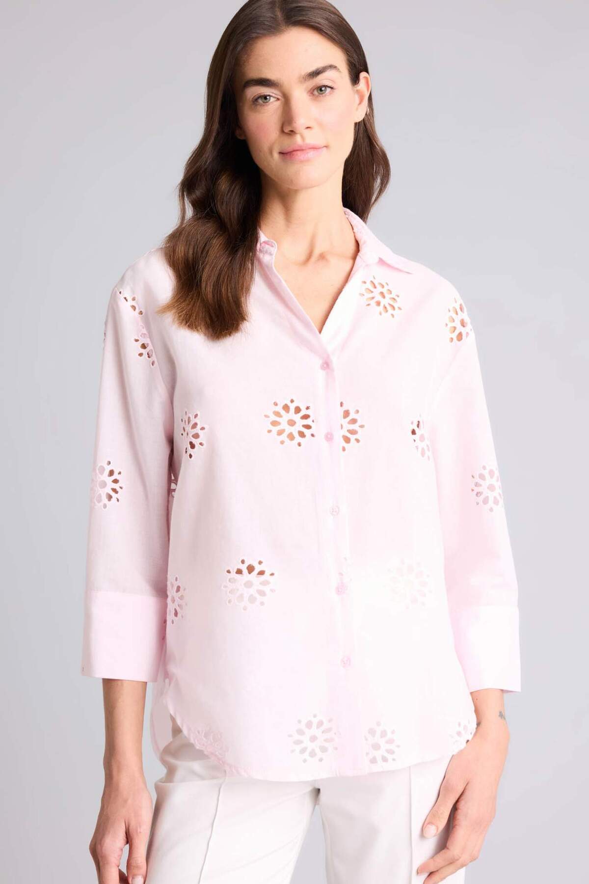 Defacto 100% Cotton Oversized Brode Long Sleeve Shirt B5419Ax26Sp
