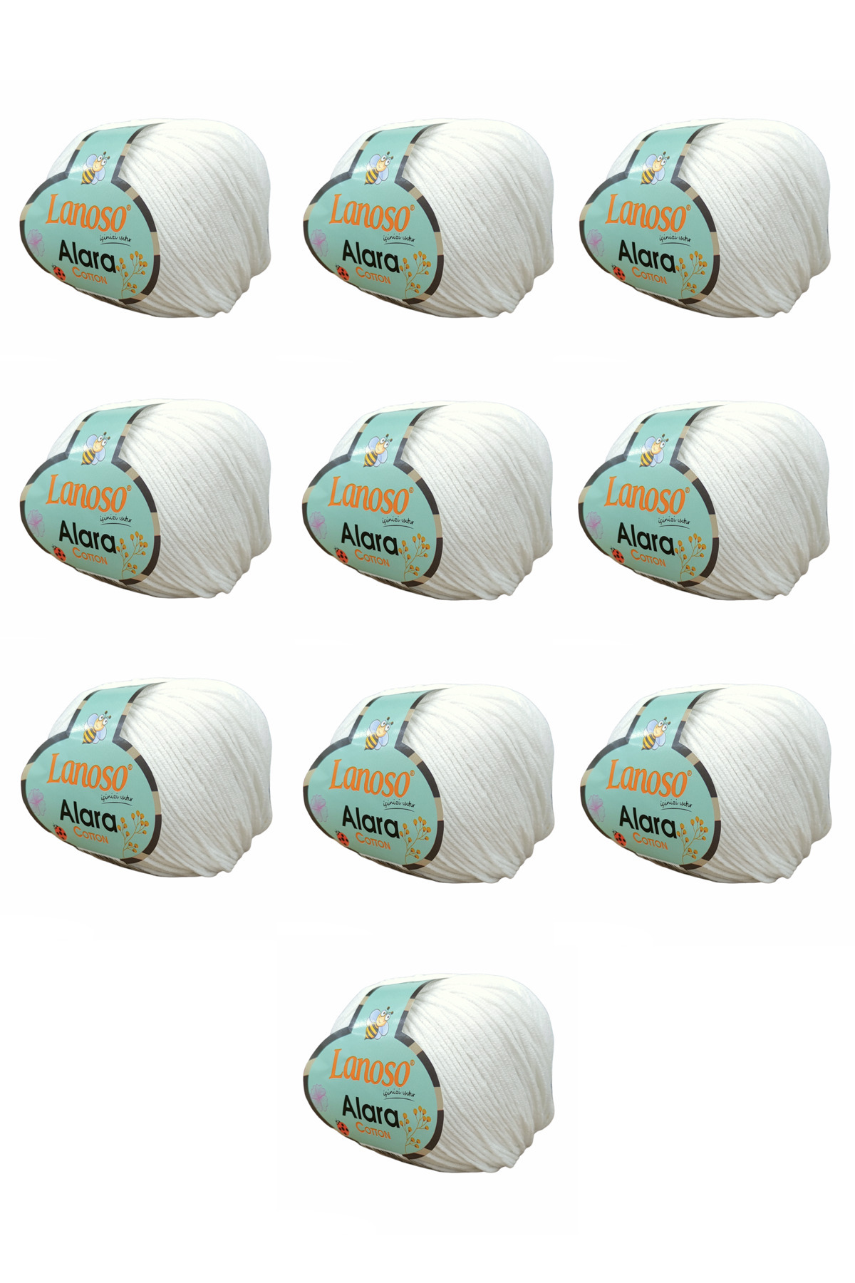 Alara Cotton 10-Pack50 g 140 m Cotton and Acrylic( 955 )Amigurumi and Knitting Yarn
