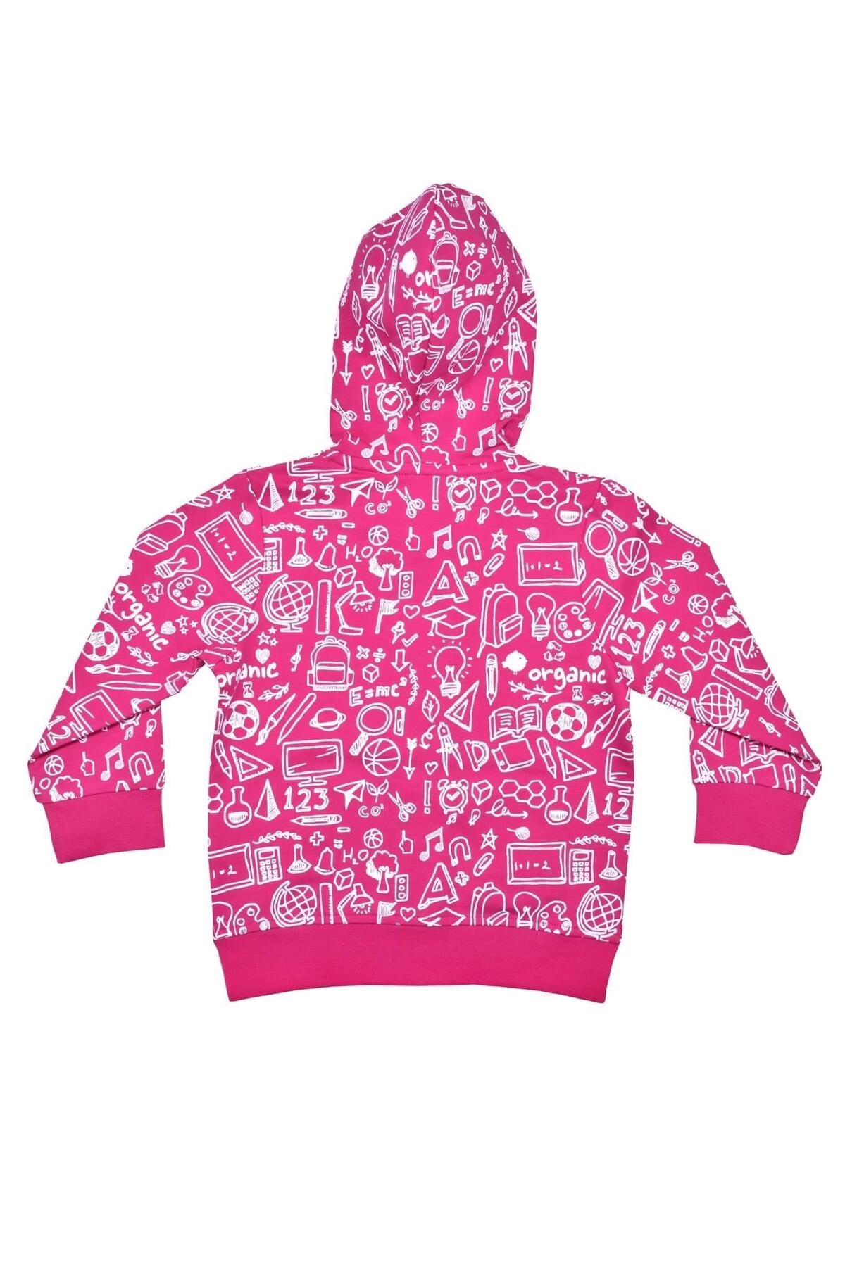 OrganicKid School Kız Bebek Pembe Kapüşonlu Sweatshirt fotoğrafı 2 (önizleme)