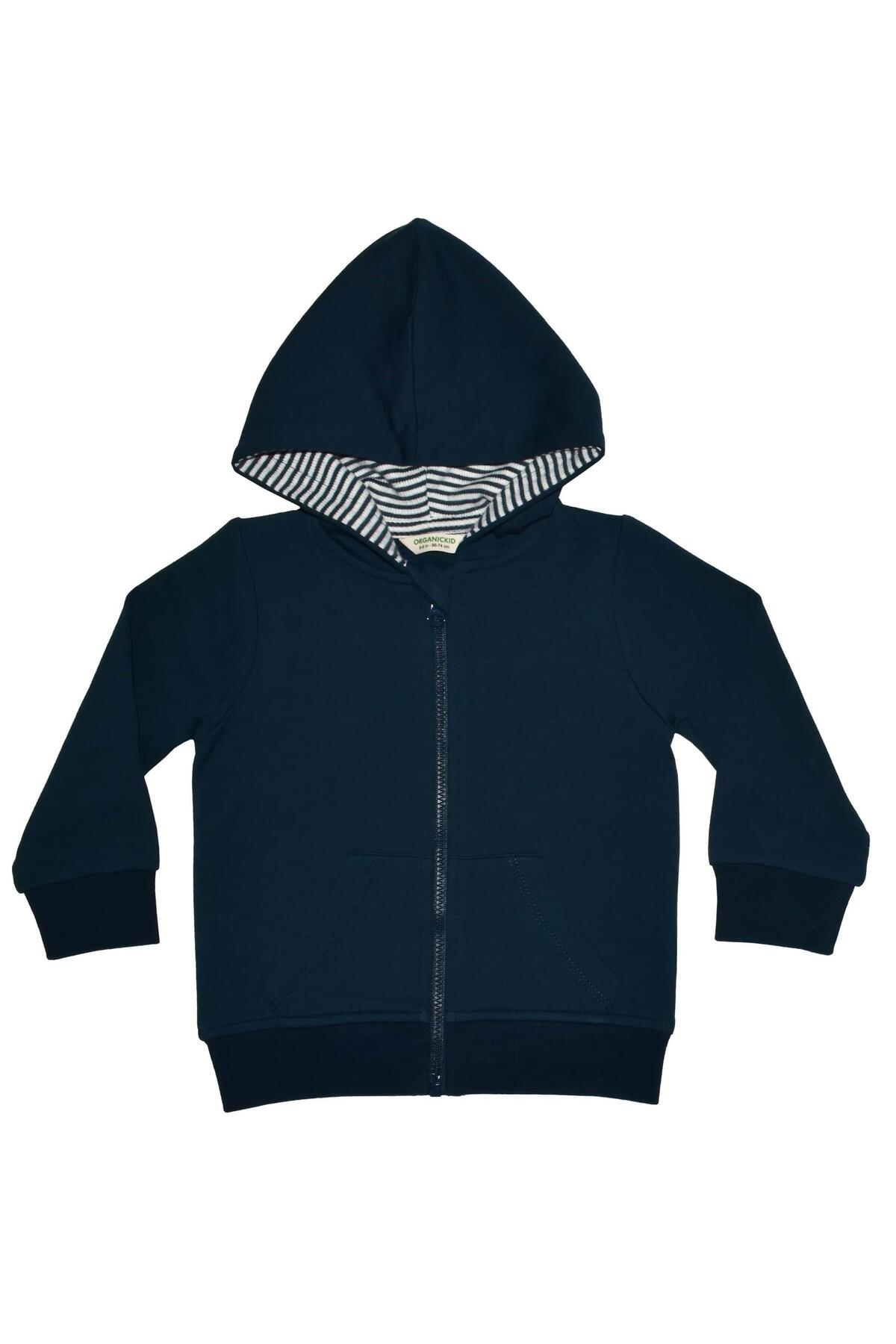 OrganicKid Cranberry Bebek Lacivert Kapüşonlu Sweatshirt fotoğrafı 2 (önizleme)