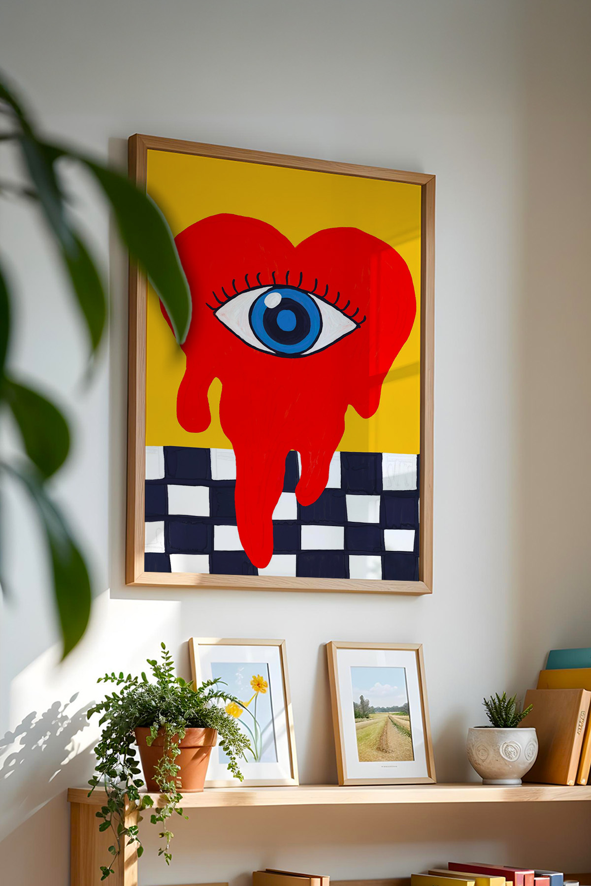 Kalp Tablo Modern Pop Art Poster Soyut Duvar Dekoru Çerçevesiz