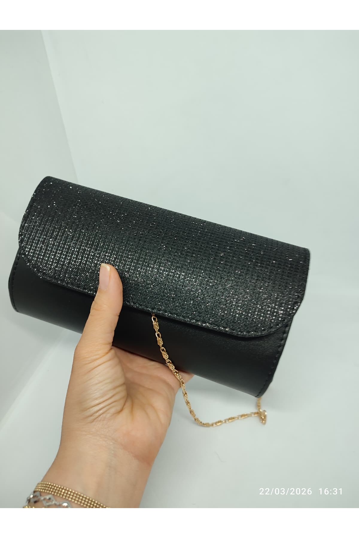 beris moda Kadın Göz Alıcı Parlak Simli Abiye Çanta 10x20cm görsel 3