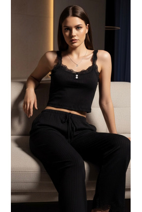 pijamaaskim Pijama takımı Fitilli Siyah
