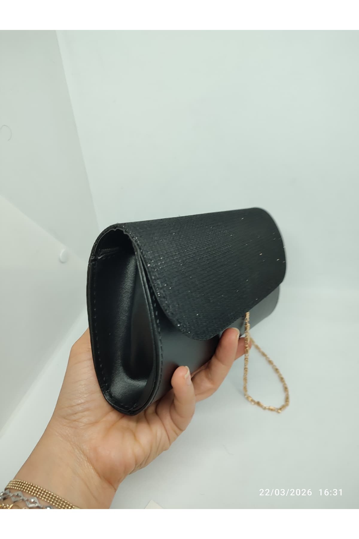 beris moda Kadın Göz Alıcı Parlak Simli Abiye Çanta 10x20cm görsel 2