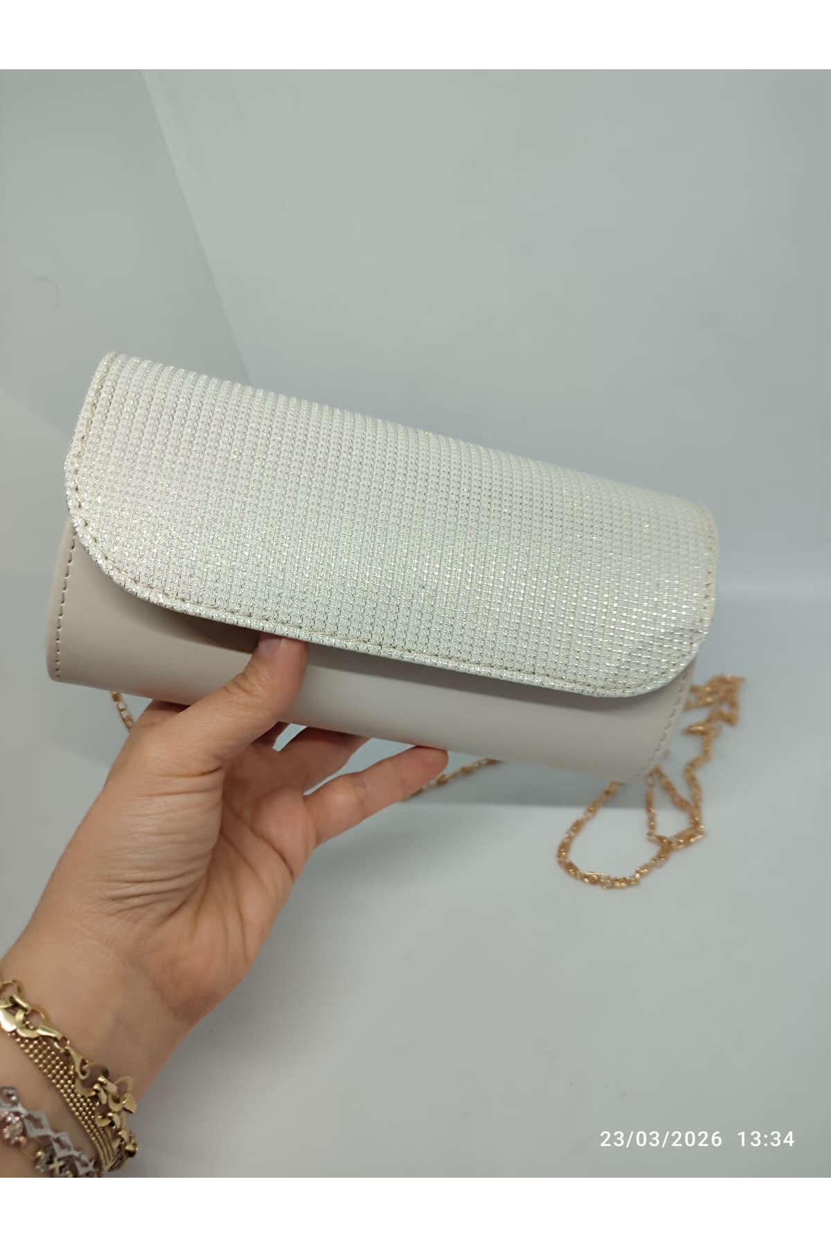 beris moda Kadın Göz Alıcı Parlak Simli Abiye Çanta 10x20cm görsel 3