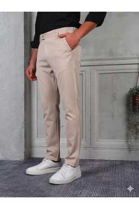 AYRES GİYİM ERKEK LİKRALI KUMAŞ PANTALON MEVSİMLİK BEJ SLİM FİT-DÖRT CEP