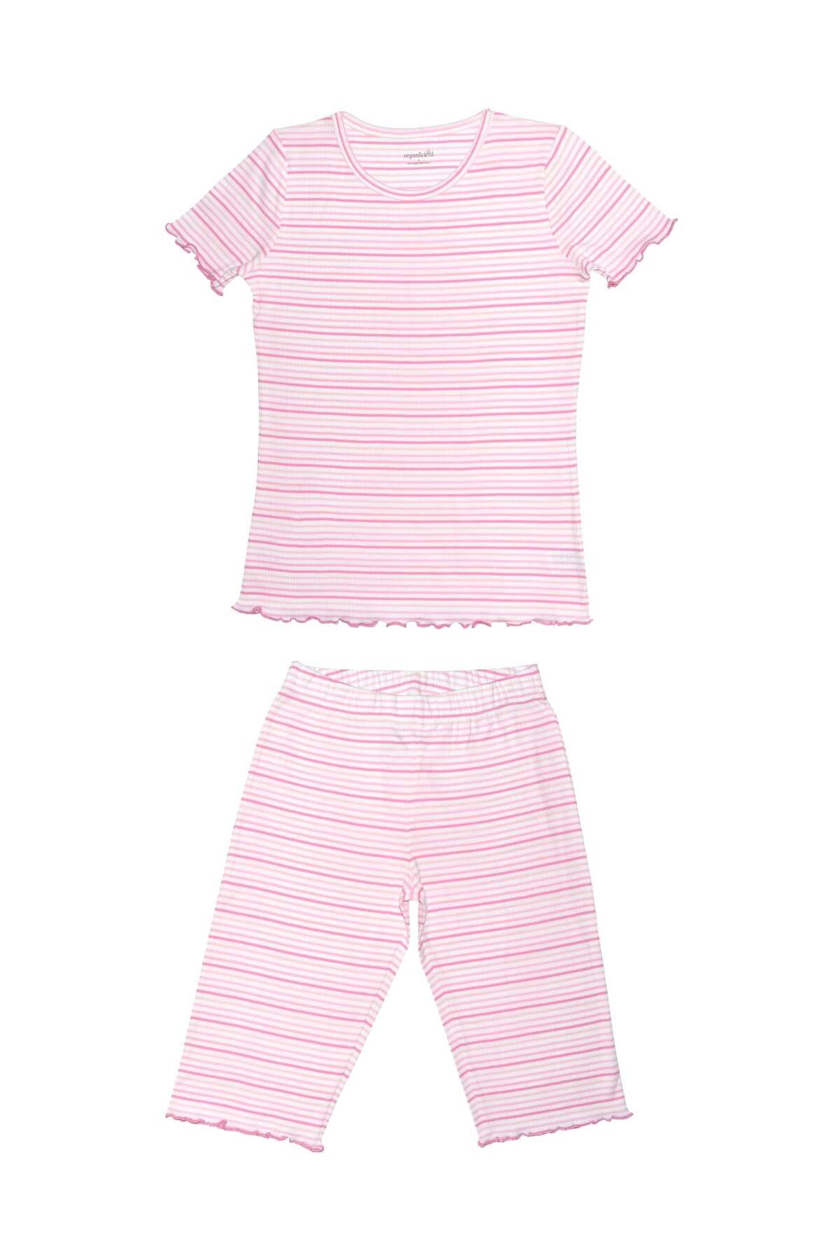 OrganicKid  Mini Me Kadın Pembe Kısa Kol Üst ve Şort Pijama Takımı - Görsel 2