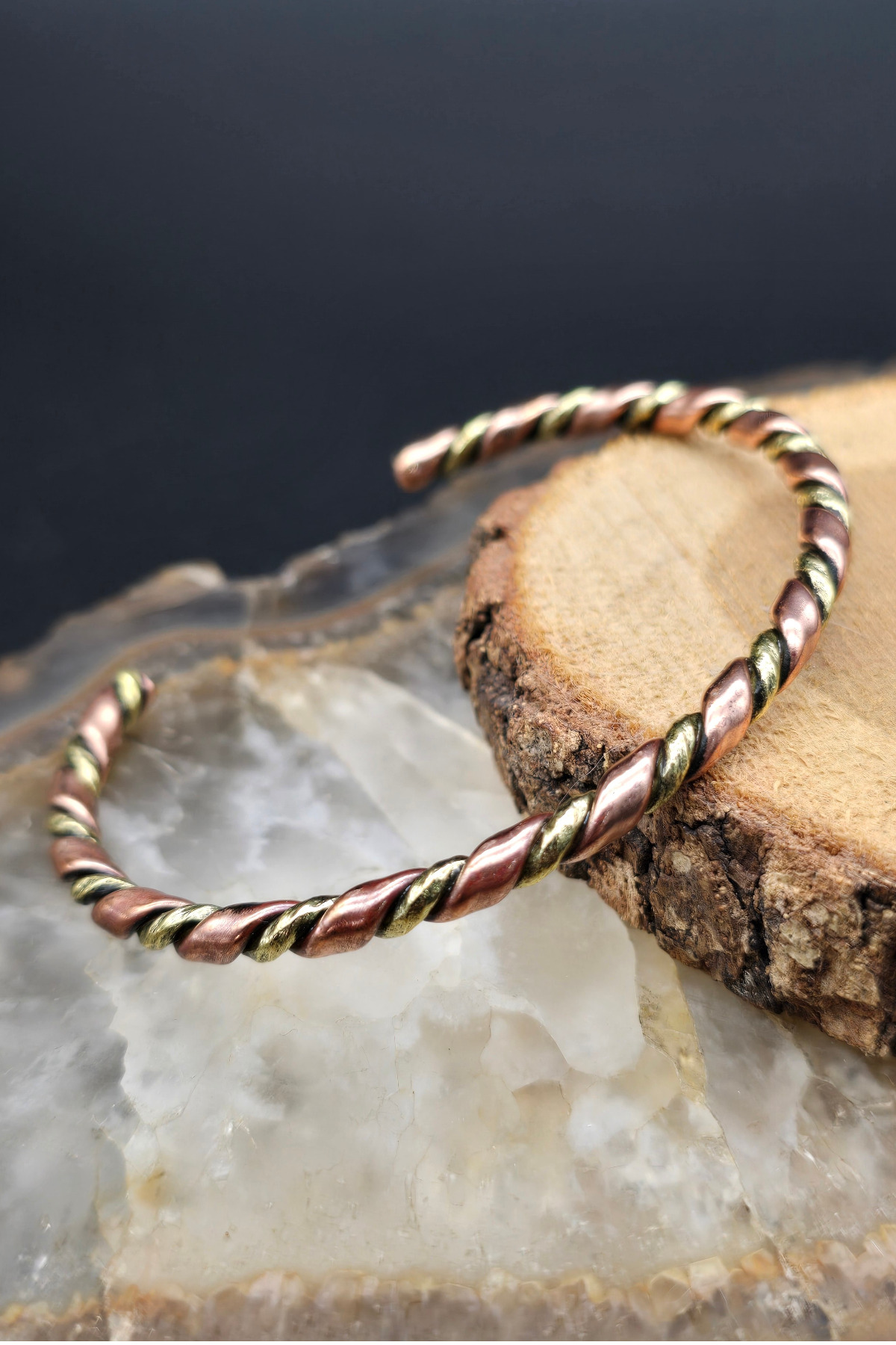NBS Beautiful Naturel Stones Bakır , Pirinç Saf Unisex Bileklik Ayarlanabilir Enerji Nazar Koruma görsel 3