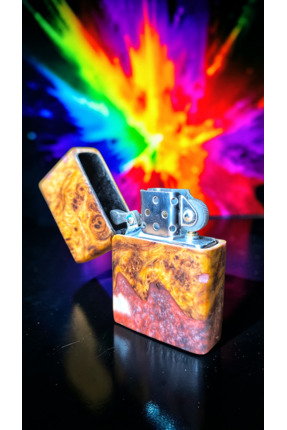 precious Ambonya Ağacı & Epoksi Özel Tasarım Benzinli Çakmak