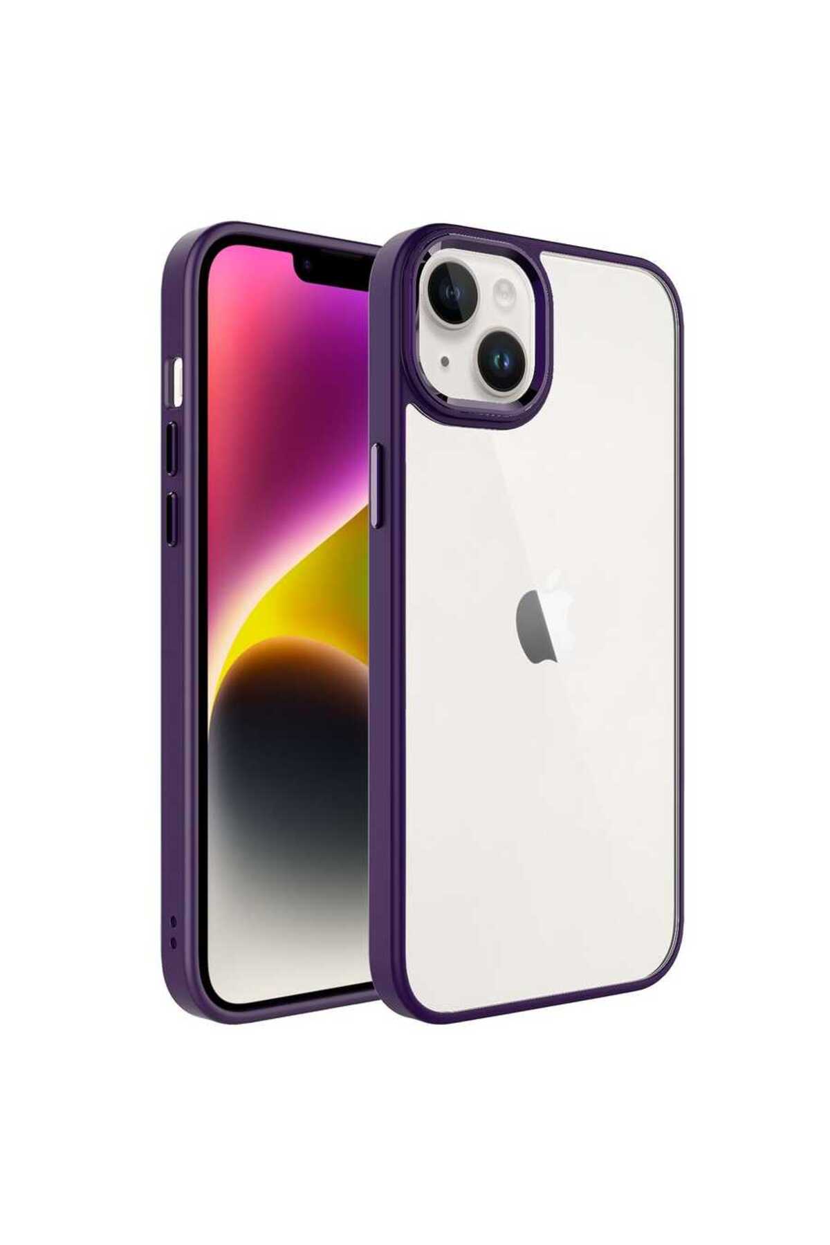 iPhone 14 Uyumlu SEKO Krom Kılıf-Derin Mor