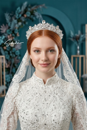 SHEKA İnce Zarif Gelin Tacı - Prenses Tacı - Kristal Taşlı ve El İşçiliği Esn...