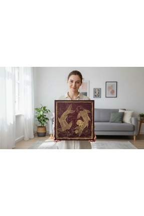 STORi Ahşap Koi Balığı Duvar Tablosu - Dekoratif Duvar Süsü - Zen& Japon Ev D...