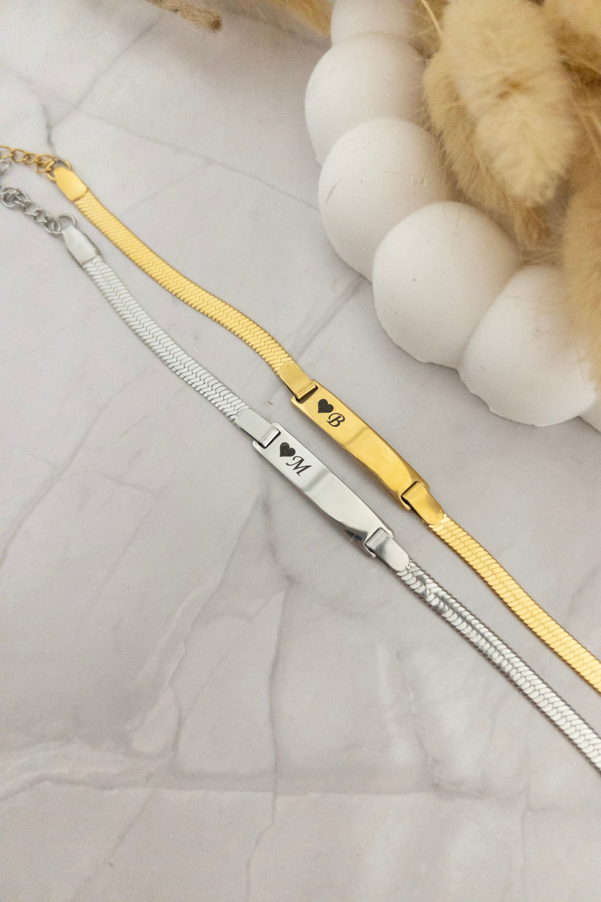 Personalized 2-Pairs Dear Bracelet – Double Bracelet with Name and Date